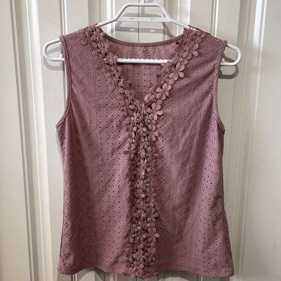 Pink Lace Panel Tank Top size small - Picture 6 of 6